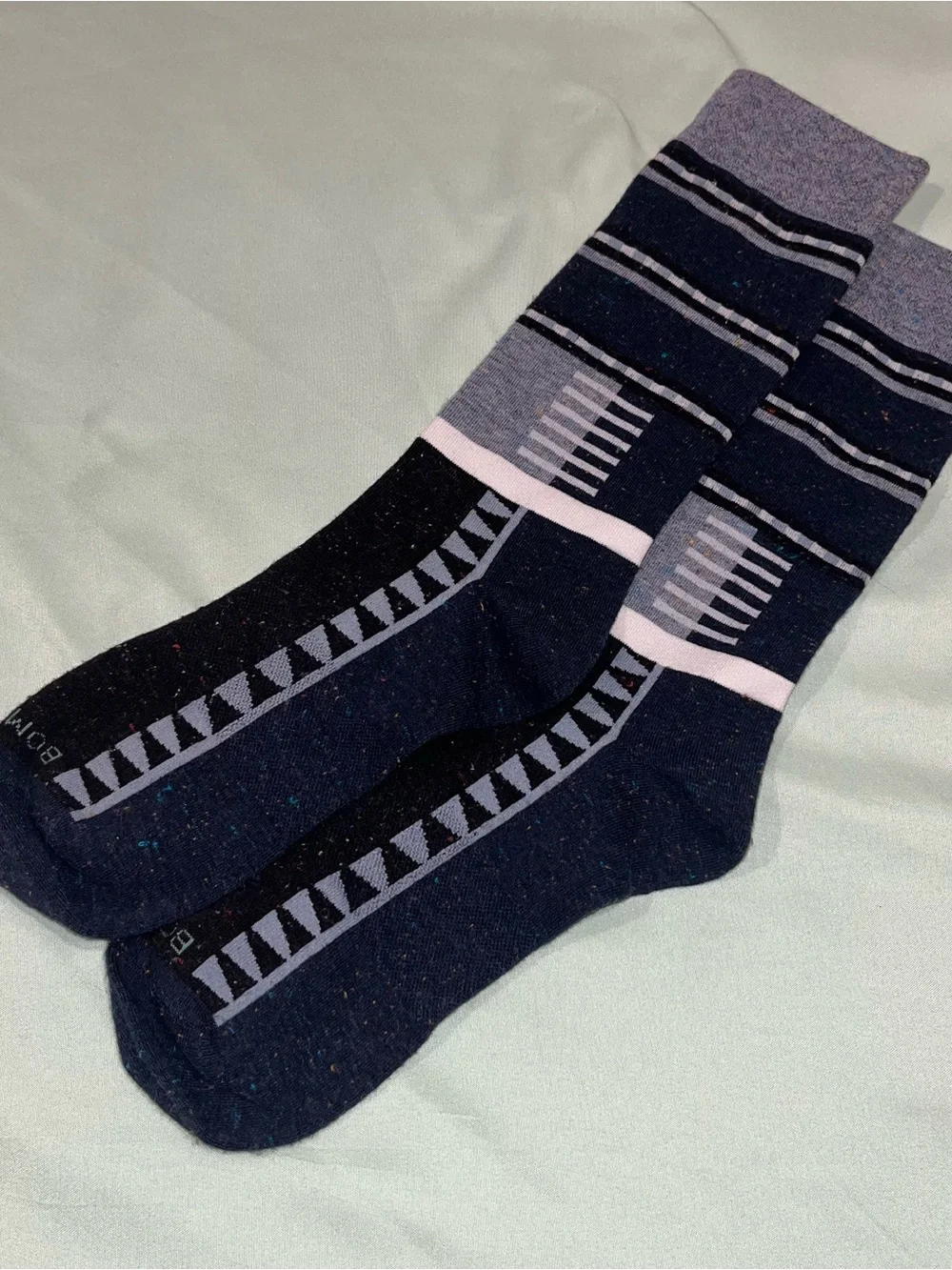 Bombas lightweight stripes calf socks, Women Large
